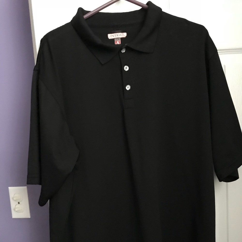 Mens Black Antigua Golf Polo
